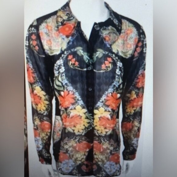 CABI AMOUR SHEER FLORAL BLOUSE IN SIZE SMALL - Picture 3 of 5
